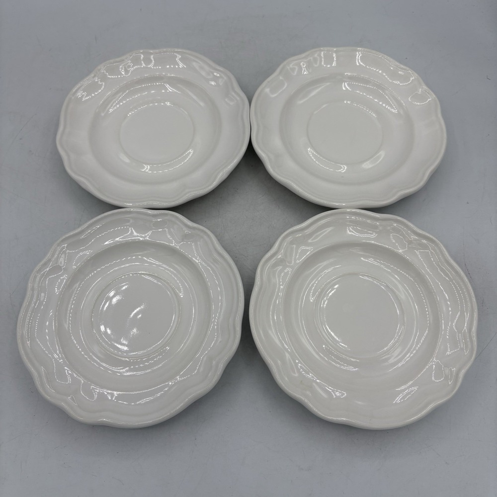 Pfaltzgraff Saucer Plates Gazebo White Scalloped Rim Lot Set of 4
